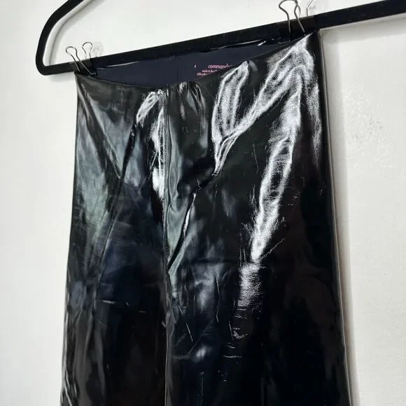 Commando Black Shiny Crackle Faux-Patent Legging High Shine High Rise Stretch SM - Picture 6 of 15